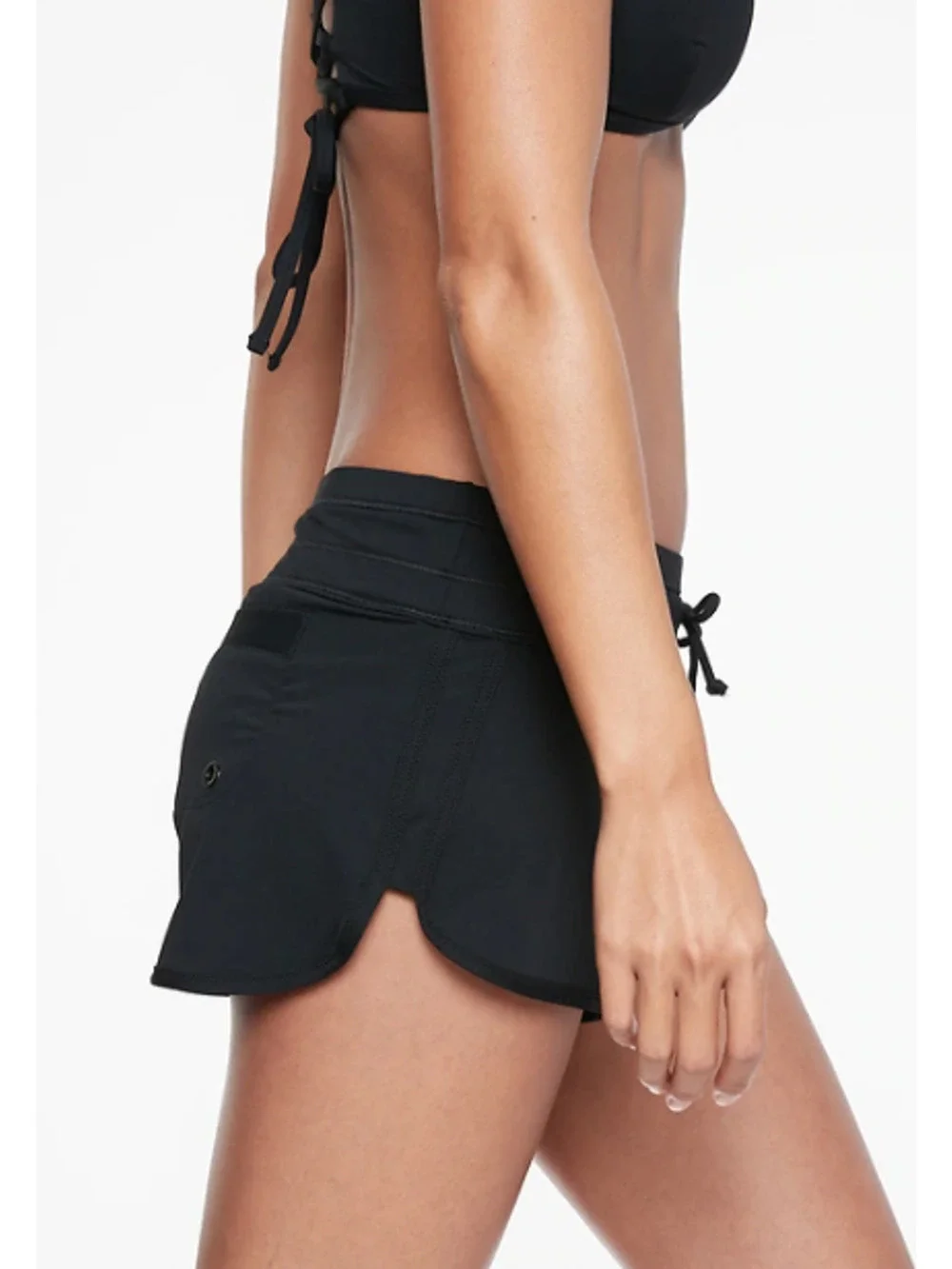 Athleta L black Kata Surge Shorts swim bikini coverup rash guard sun UPF pool - Picture 1 of 6